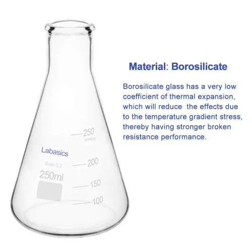 Vista 4 de Labasics Erlenmeyer - Frasco de vidrio de boca estrecha de vidrio de borosilicato con borde resistente, 8.5 fl oz