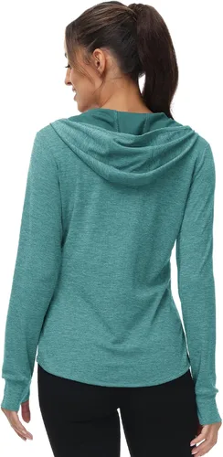 Vista 53 de TBMPOY Chaquetas con capucha y protección solar UPF 50+ para mujer, ligeras, de manga larga, para senderismo, exteriores, con cremallera completa