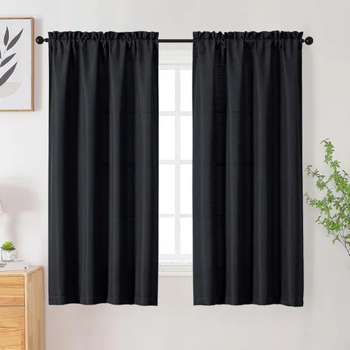 Vista 79 de Cortinas de lino para dormitorio y sala de estar de 96 pulgadas de largo, juego de 2 paneles, con bolsillo para cortinero, filtrado de luz, textura