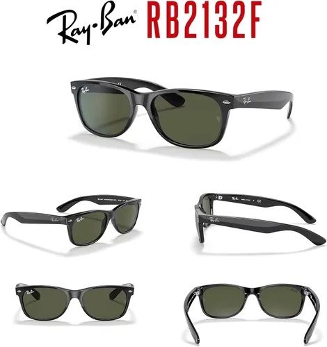 Vista 5 de Ray-Ban New Wayfarer RB2132F - Lentes de sol cuadrados de puente bajo para hombres y mujeres + paquete con kit DIW