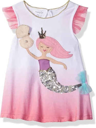 Vista 3 de Mud Pie - Túnica para bebé diseño de sirena color rosa