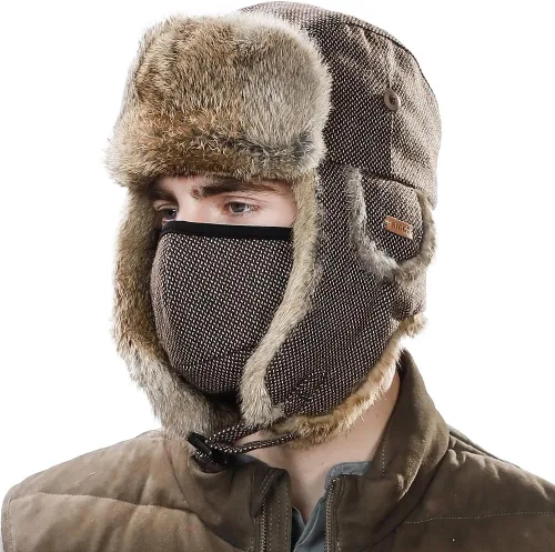 Vista 5 de Comhats Gran XL Trapper Trooper Caza Cálido Oído Solapa Rusia Ushanka Invierno Esquí Clima Frío Bombardero Sombreros para Hombres