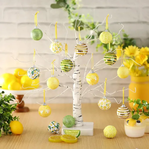 Vista 5 de Zeyune 16 piezas Adornos de limón de verano para árbol pequeño Adornos de bola de árbol de verano Adornos colgantes de limón Adornos colgantes