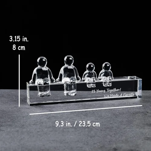 Vista 4 de Ornalrist Regalos de cristal de aniversario de boda de plata para esposa, 25 años juntos hicimos un recuerdo de decoración de cristal familiar