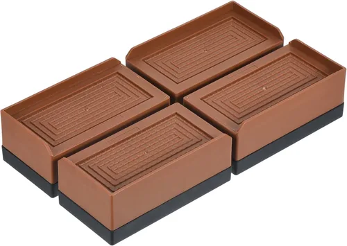 Vista 10 de uxcell Elevadores de muebles de 1.5 pulgadas, 4 piezas de elevadores cuadrados ajustables para sofá para extensor, para cama, escritorio, sofá, Beige