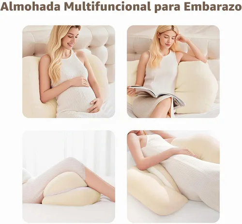 Vista 7 de Almohada de embarazo para dormir, almohada de maternidad portátil de doble cara, vientre, cadera, soporte de espalda para mujeres embarazadas