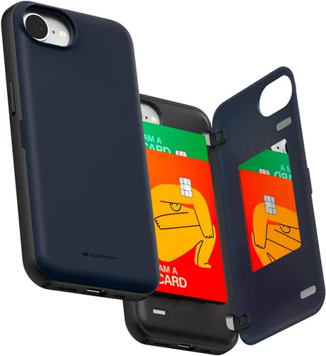 Vista 30 de GOOSPERY Parachoques magnético para puerta compatible con iPhone 15, funda con tarjetero, cartera con cierre magnético automático, protector de Azul