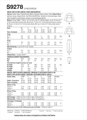 Vista 2 de Simplicity Paquete de tops con media cremallera para hombre y mujer, cuello y pantalones sin cierre, patrón de costura código 9278, tallas XS-M