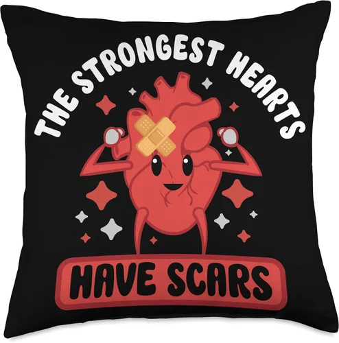 Vista 5 de The Strongest Hearts Have Scars Open Surgery Survivor - Almohada de ataque cardíaco, 16 x 16 pulgadas, multicolor