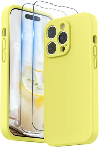 Vista 19 de SURPHY Funda diseñada para iPhone 14 Pro con protector de pantalla, (protección de cámara y forro de microfibra suave), funda de silicona líquida