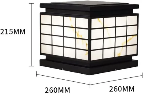 Vista 7 de Poste de lámpara solar Iluminación al aire libre Columna Luces de poste farol con imitación de mármol Pantalla Lámpara de poste exterior para patio