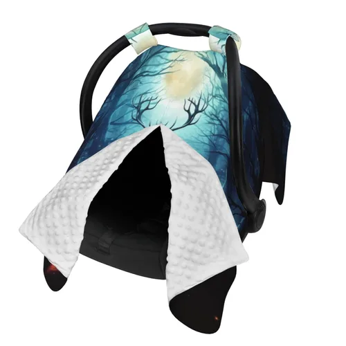 Vista 2 de Baby Car Seat Canopy Cover for Mom, Soft Breathable Nursing Breastfeeding Covers Multi Use Stroller Sun Shade Newborn Shower Gift，Moonlight Deer