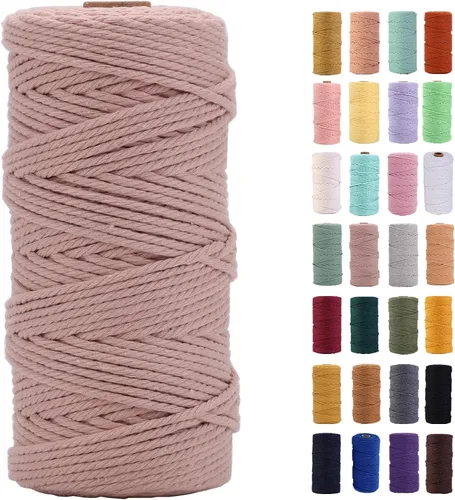 Vista 16 de Cuerda de macramé azul aire de 0.079 in x 220 yardas, cuerda de algodón colorido de algodón suave para colgar en la pared, colgadores de plantas