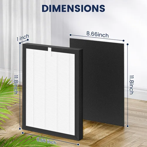 Vista 6 de Filtro de repuesto ProHEPA 9000 compatible con purificadores de aire VEVA 9000, 2 filtros de repuesto HEPA y 8 prefiltros de carbón activado