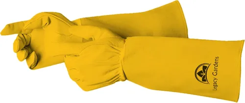 Vista 8 de Guantes de jardinería de cuero para mujeres y hombres, guantes largos de jardín, guanteletes de cuero de vaca resistentes a espinas para poda
