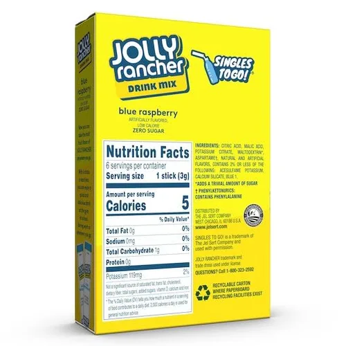 Vista 2 de SINGLES TO GO! Jolly Rancher Singles To Go Paquete de 6 (frambuesa azul) 6 Servings Each, 36 Total Servings - Blue Raspberry Sugar Free Water