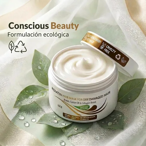 Vista 5 de VITAMINS hair cosmetics Mascarilla capilar de queratina, tratamiento de queratina reparadora de proteínas, acondicionador profundo para cabello