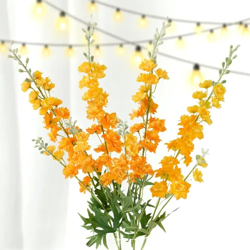 Vista 10 de ZYTUYO Flor Artificial de Delfinium 4 Piezas 85 cm Flor de Espuela Artificial de Tallo Largo Ramos de Flores de Seda Artificiales Planta