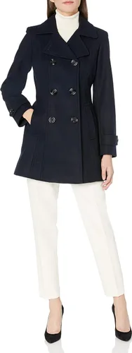 Vista 4 de Anne Klein Abrigo clásico de lana con doble botonadura para mujer Negro