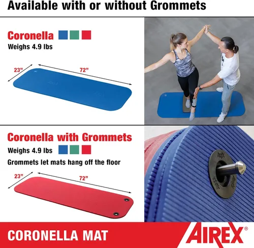 Vista 4 de AIREX Tapete oficial de Coronella para ejercicio, tapete de entrenamiento en casa para rehabilitación, entrenamiento de fuerza, aeróbicos, Carbón