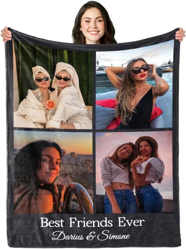 Vista 16 de Manta de collage de fotos personalizada, manta de diseño divertido, manta de fotos personalizadas, regalo facial para él, mantas de lujo ultrasuaves