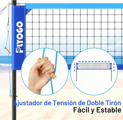 Vista 2 de Heavy Duty Volleyball Net for Backyard&Outdoor,Anti-Sag Design Azul