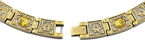 Vista 5 de Collar de titanio grueso de cristal amarillo Collar magnético Collar de cadena con imán (21 pulgadas)