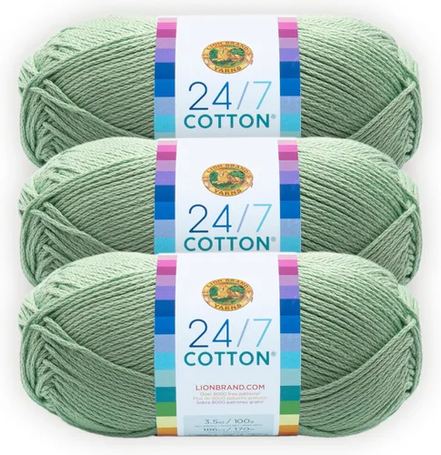 Vista 23 de Lion Brand Yarn - Hilo ligero 24/7 de algodón para tejer, hacer ganchillo y manualidades, Ámbar, paquete de 1 Light Worsted 100% Mercerized Cotton