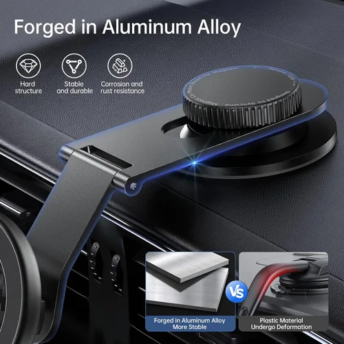 Vista 3 de SYNCWIRE MagSafe - Soporte de coche para salpicadero, brazo de aluminio Soporte magnético de alta calidad para Tesla y coches, imán fuerte