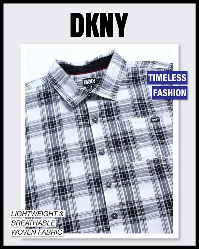 Vista 3 de DKNY Camisa de niño - Camisa de manga corta con botones (talla 4-20)