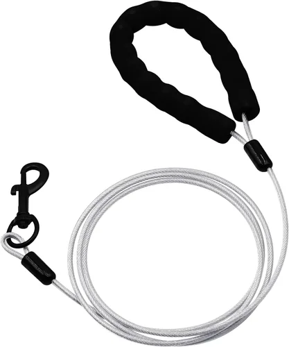 Vista 9 de Correas resistentes para perros a prueba de mordidas y cómodo mango acolchado de 4/5/6 pies, cuerda de seguridad de metal de acero con hebilla