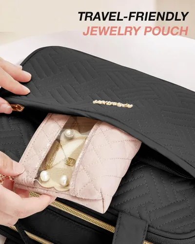 Vista 6 de BAGSMART Estuche organizador de joyas de viaje, bolsa de almacenamiento portátil para viajes, bolsa de joyería para collares, aretes, anillos