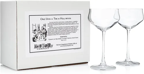 Vista 5 de HISTORY COMPANY Chasen's of Hollywood Crystal Cocktail Coupé – Old Hollywood – Inspirado, juego de 2 piezas (colección de caja de regalo)