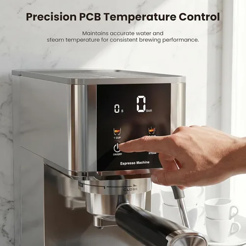 Vista 4 de Electactic Máquina de café espresso de 20 barras con espumador de leche, cafetera espresso profesional para capuchino y café con leche, cafetera