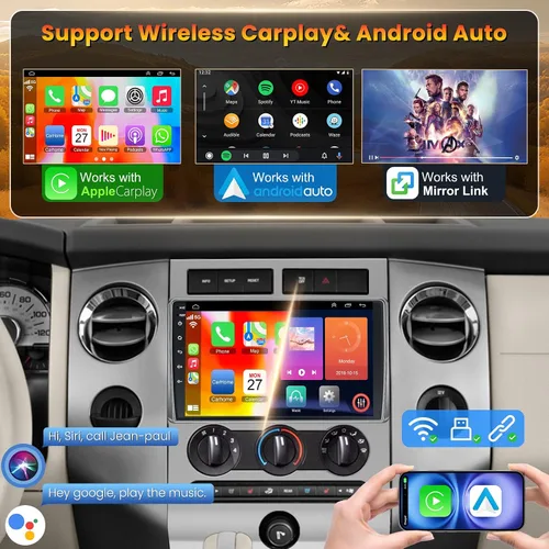 Vista 3 de Radio de coche 4G+64G para Ford Expedition 2007-2014 con Carpaly inalámbrico y Android Auto, pantalla táctil IPS de 9 pulgadas estéreo