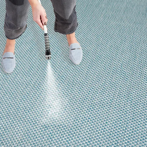 Vista 7 de SAFAVIEH Alfombra Lavable para Exteriores Colección Courtyard - 2'3" x 5', Azul Aqua y Gris, No Desprende Pelusa y Fácil Limpieza, Ideal para Patio