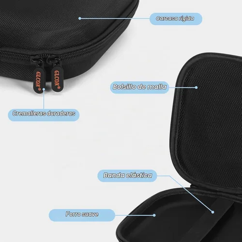 Vista 2 de Hard Shell Headphone Case, Durable Zipper Travel Carrying Pouch Bag Negro