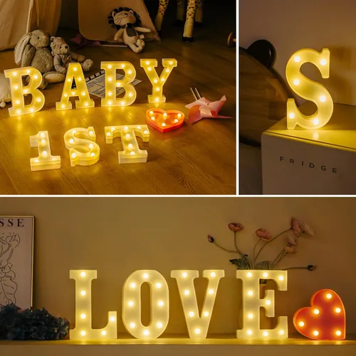 Vista 5 de Letras Iluminadas, Luces de Letras LED 26 del Alfabeto, Letra Iluminada Decorativa, Letras de Marquesina LED que Funcionan con Pilas para Fiesta