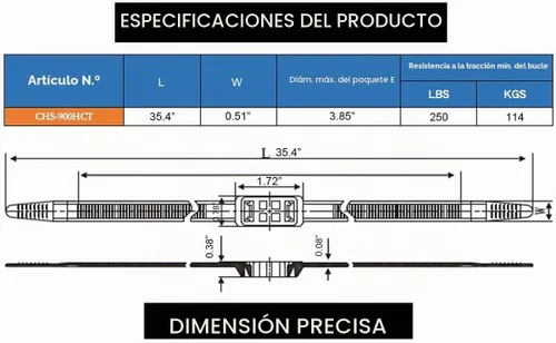 Vista 6 de Esposas con correas flexibles de 35.4", 20 piezas. Esposas de precinto con cierre de mano resistentes de alta resistencia, desechables, de nylon
