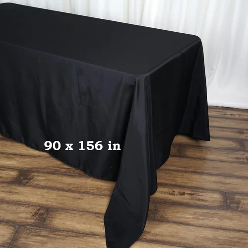 Vista 2 de BalsaCircle Mantel rectangular de poliéster negro de 90 x 156 pulgadas para bodas, fiestas, eventos, cocina, comedor