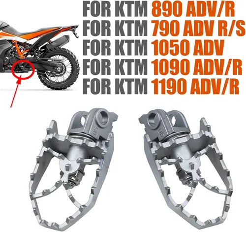 Vista 2 de Para KTM 790 Adventure R 790 ADV S 890 ADV R 1050 1090 1190 Reposapiés delantero de motocicleta Reposapiés Reposapiés Pinzas Pedal Placa Reemplazo