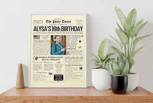 Vista 6 de Decoraciones de fiesta de cumpleaños de 16 años, póster de feliz cumpleaños 16, regalo de 16 años para él, ella, niño, niña, decoración divertida