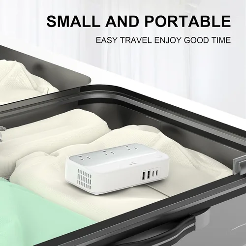 Vista 6 de Convertidor de voltaje universal EE.UU. a Europa, combo convertidor de viaje de 220 V a 110 V, adaptador europeo de reducción de voltaje de 250 W