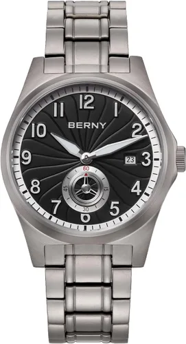 Vista 9 de BERNY Reloj automático de titanio para hombre, relojes de pulsera clásicos de titanio completo