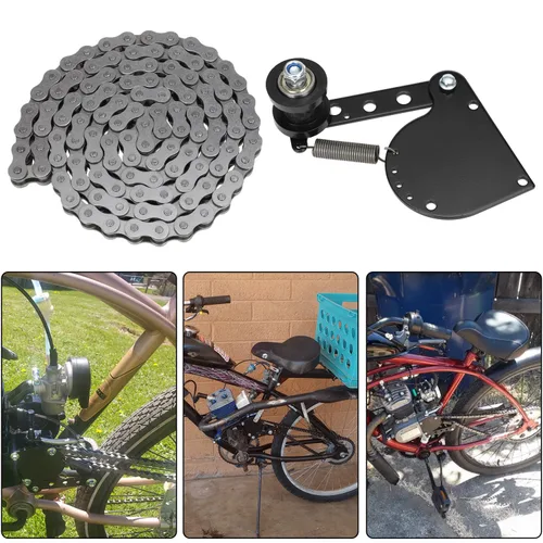Vista 3 de YOXUFA Cadena 415H 110L eslabones con tensor de cadena motorizado para bicicleta motorizada de 2 tiempos 100cc 80cc 49cc 66cc Zeda BT80 YD100 motor