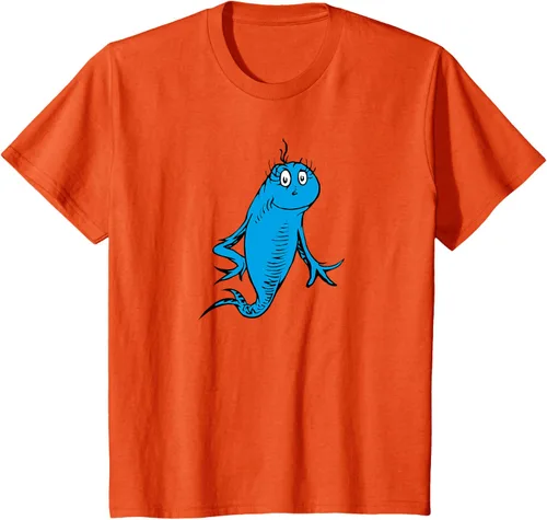 Vista 38 de Dr. Seuss Blue Fish Character - Camiseta con licencia oficial Negro