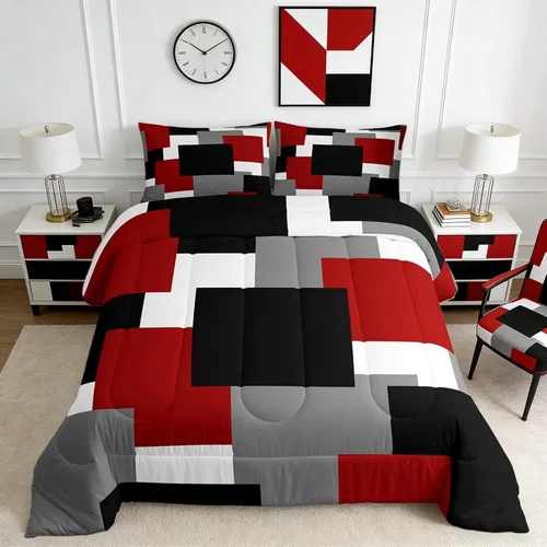 Vista 28 de Castle Fairy Juego de edredón con estampado azteca occidental, juego de ropa de cama geométrica a rayas marrones para niños y adolescentes