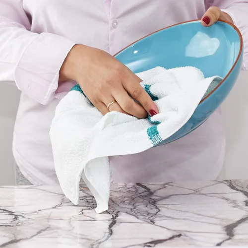 Vista 7 de Pacific Linens Toallas de cocina 100 % algodón, trapos absorbentes para limpiar la encimera, secar a mano platos – gruesas, suaves, duraderas Blanco