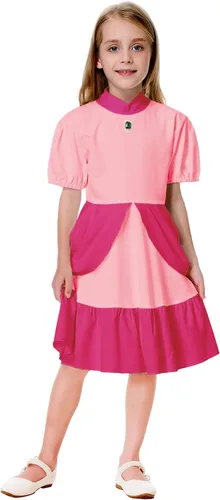 Vista 5 de Remimi Princess Peach Dress Short Sleeve Daisy Dress 5-14 Years
