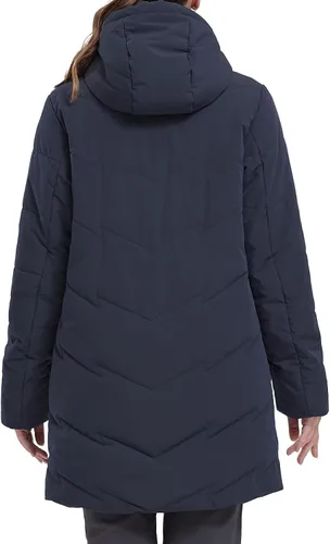 Vista 4 de CAMEL CROWN Chaqueta de invierno para mujer con capucha cálida acolchada acolchada larga de algodón parka Camello